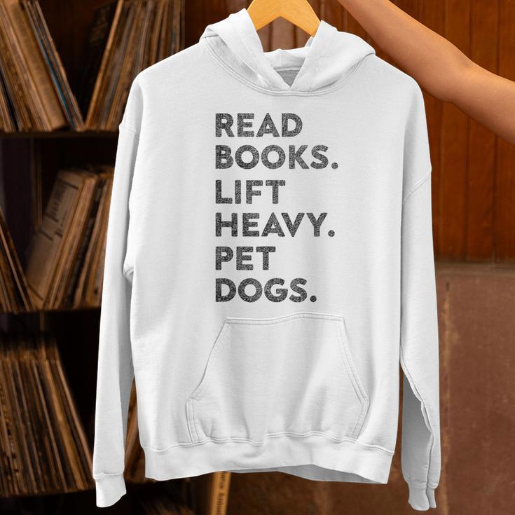 Retro Gym Book Lover Read Books Lift Heavy Pet Dogs Unisex Hoodie