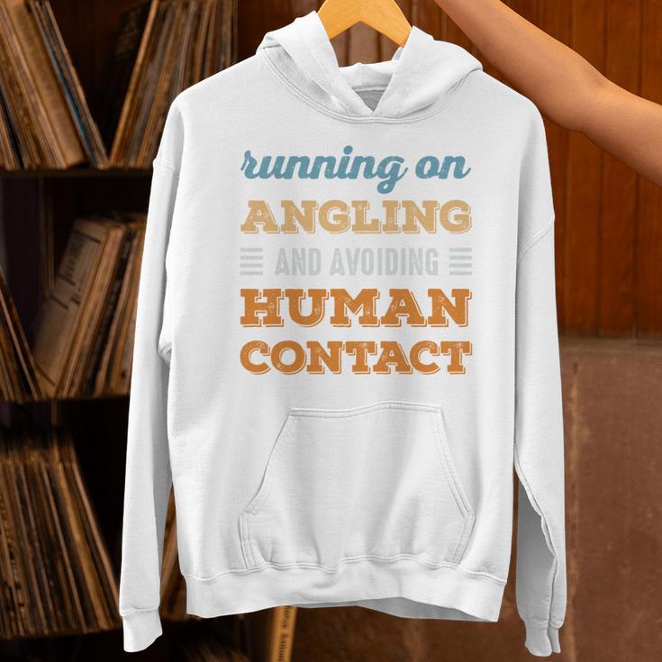 Running On Angling Social Introvert Humor Vintage Unisex Hoodie