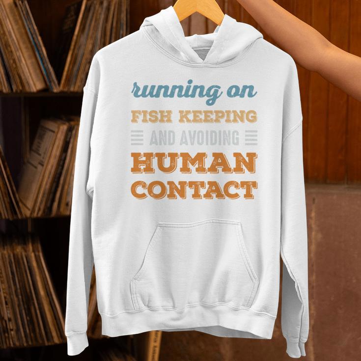 Running On Fish Keeping Social Introvert Humor Vintage Unisex Hoodie