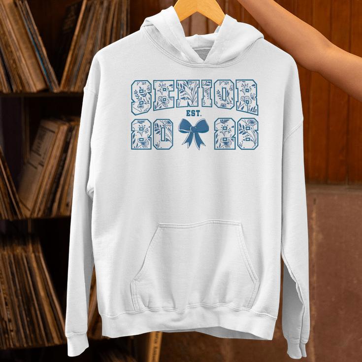 Senior 26 Graduation Class Of 2026 Bow Blue Toile Floral Unisex Hoodie