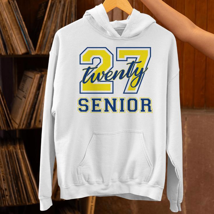 Senior Class Of 2027 Graduation Yellow And Blue On The Back Premium Tri-Blend Unisex Hoodie