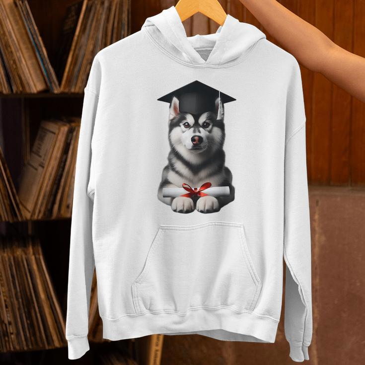 Siberian Husky Dog Graduation Cap Training School Graduate Men Women Kids Unisex Hoodie