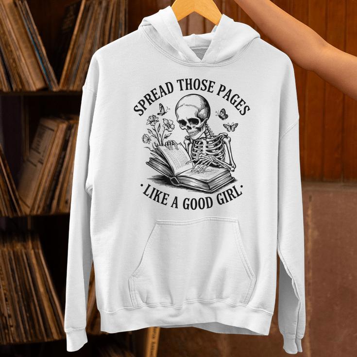 Spread Those Pages Like A Good Girl Skeleton Floral Book Unisex Hoodie