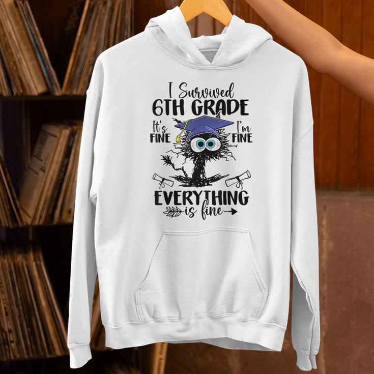 I Survived 6th Grade Graduated Cat Graduation For Men Women Girls Kids Unisex Hoodie