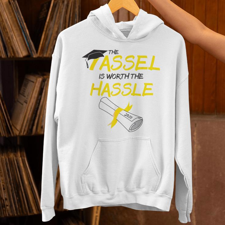 Tassel Worth The Hassle 2018 Graduation Quote Ylw Unisex Hoodie