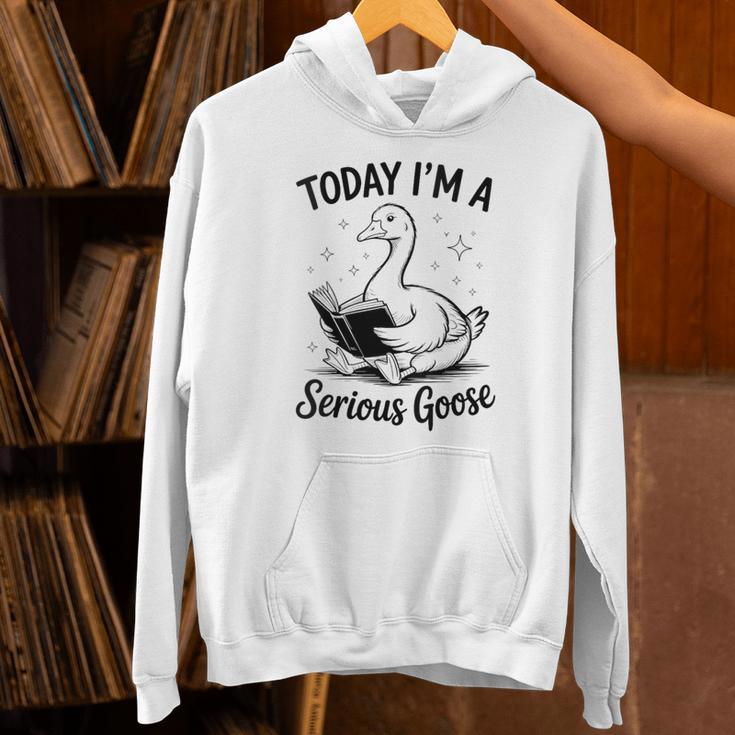 Today I'm A Serious Goose Animal Reading Book Lovers Unisex Hoodie