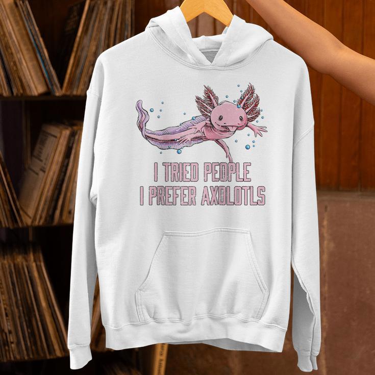 I Tried People I Prefer Axolotl Salamander Introvert Raglan Baseball Tee Unisex Hoodie