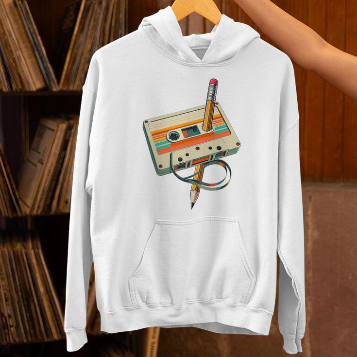 Vintage Pencil Rewind Cassette Tape Nostalgia Party 80s 90s Premium Unisex Hoodie