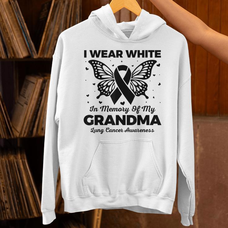 I Wear In Memory Of My Grandma Butterfly Lung Cancer Unisex Hoodie I Wear In Memory Of My Grandma Butterfly Lung Cancer Unisex Hoodie