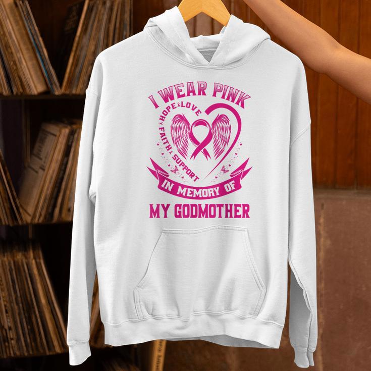 I Wear Pink In Memory Of My Godmother Breast Cancer Support Unisex Hoodie