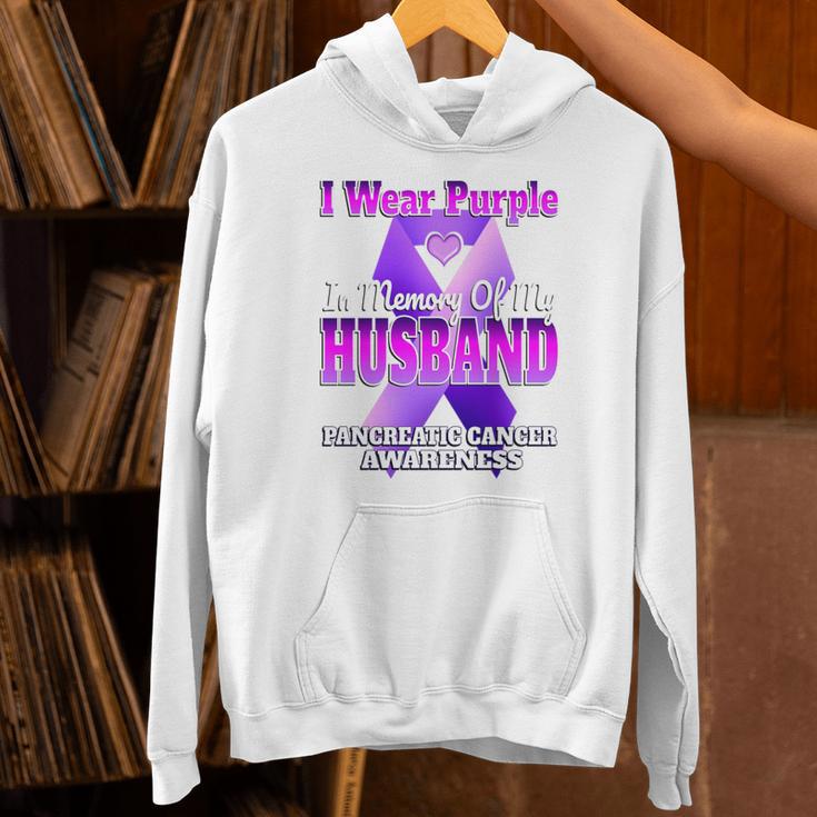 I Wear Purple In Memory Of My Husband Pancreatic Cancer Premium Tri-Blend Unisex Hoodie I Wear Purple In Memory Of My Husband Pancreatic Cancer Premium Tri-Blend Unisex Hoodie
