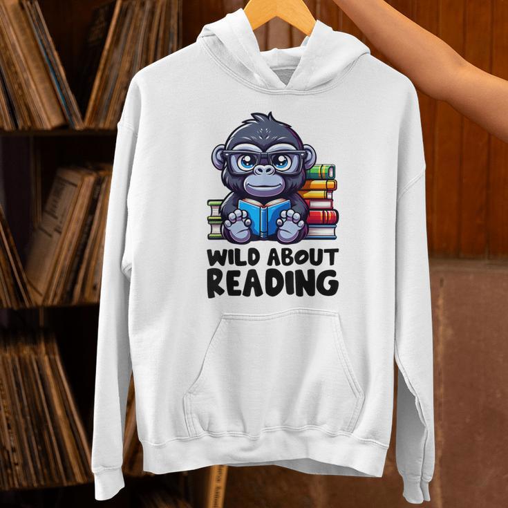 Wild About Reading Book Lover Gorilla Unisex Hoodie
