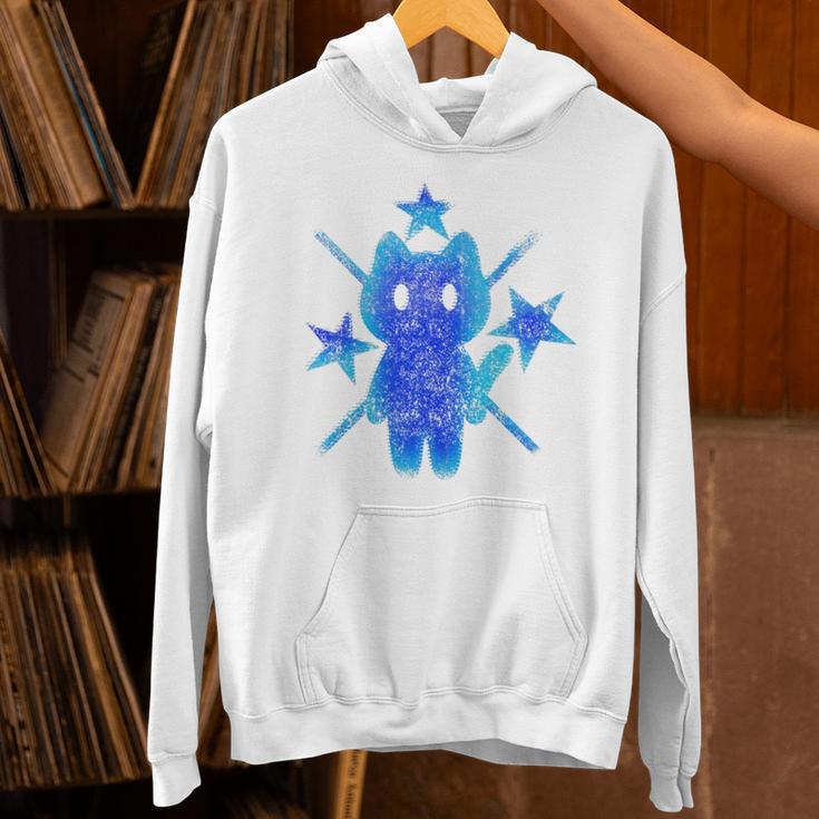 Yk2 Grunge Earthy Blue Cat With Stars Tomboy 90s Nostalgia Premium Tri-Blend Unisex Hoodie