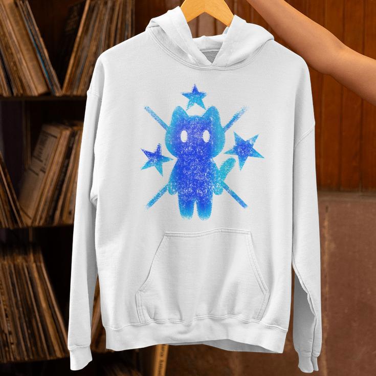 Yk2 Grunge Earthy Blue Cat With Stars Tomboy 90s Nostalgia Unisex Hoodie Yk2 Grunge Earthy Blue Cat With Stars Tomboy 90s Nostalgia Unisex Hoodie