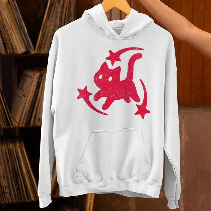 Yk2 Grunge Scary Cat With Shooting Stars 90s Nostalgia Unisex Hoodie