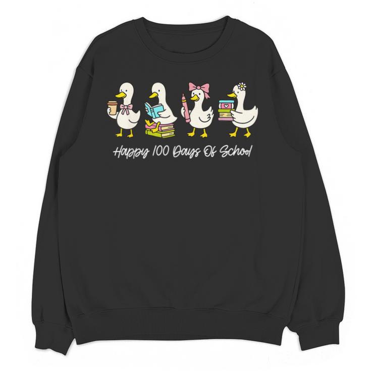100 Days Of School Cute Goose Coffee Books Teacher Life Unisex Sweatshirt