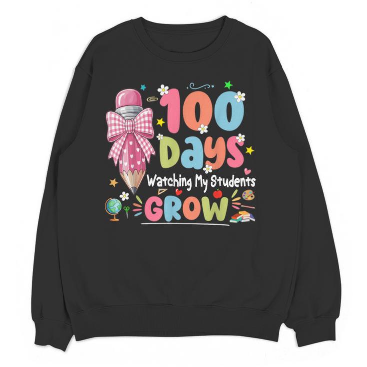 100th Day Of School Teacher Women Floral Books Unisex Sweatshirt