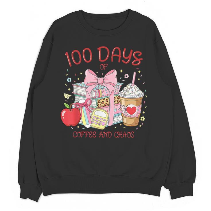 100th Day Of School Teachers 100 Days Of Coffee Chaos Books Unisex Sweatshirt