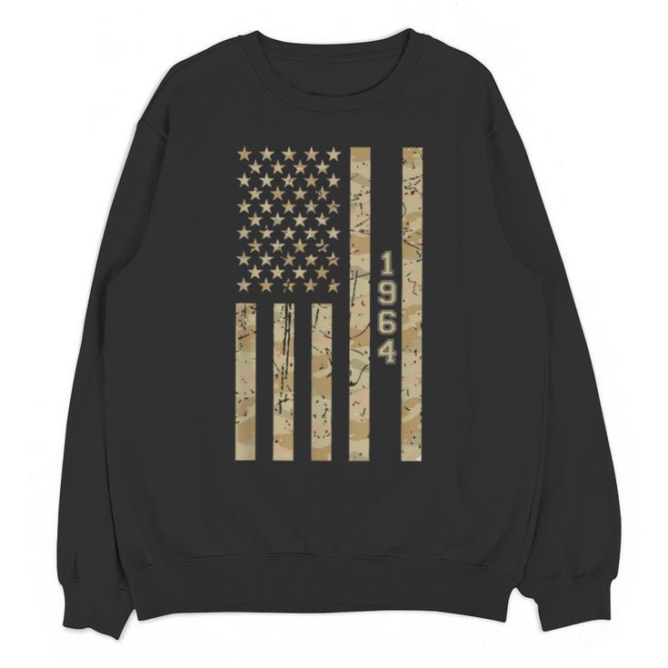 1964 Year Nostalgia Desert Camo Distressed American Flag Unisex Sweatshirt