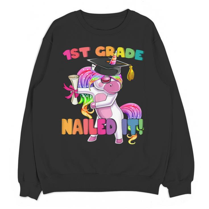 1st Grade Nailed It Flossing Unicorn Graduation Shirt Unisex Sweatshirt