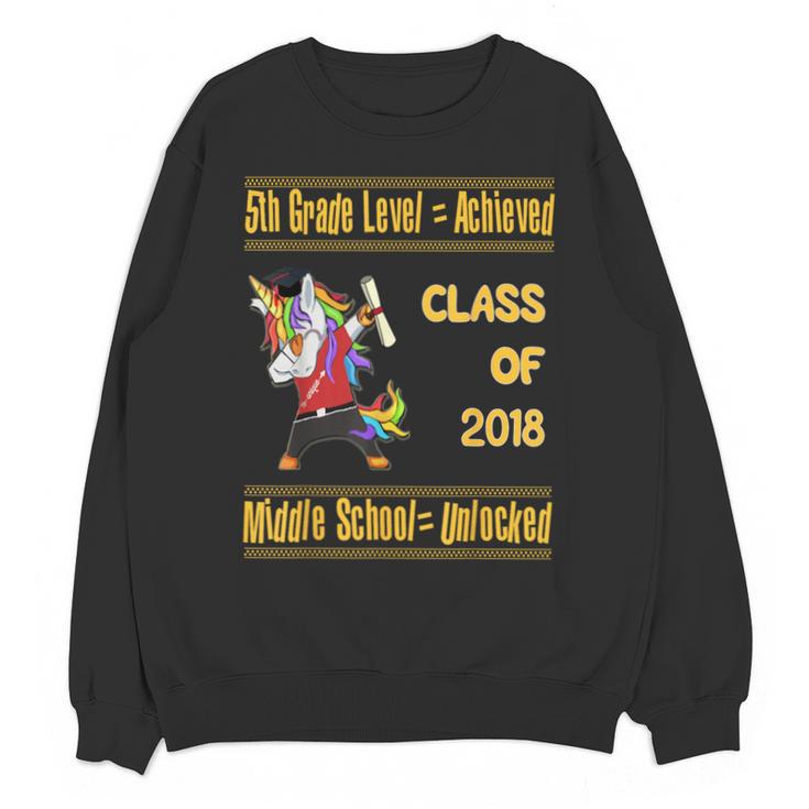 5th Grade Graduation Shirt Dabbing Unicorn Boys Class 2018 Unisex Sweatshirt