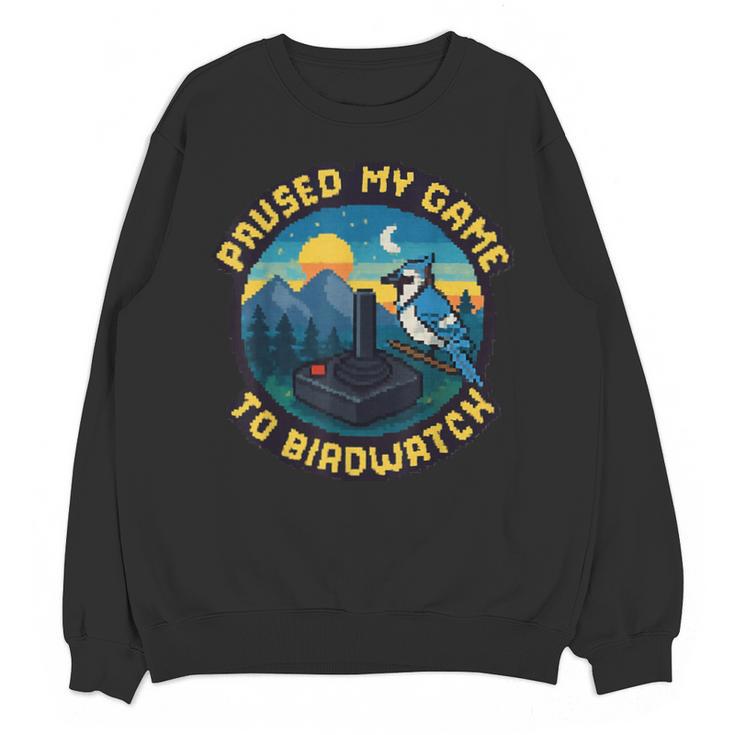 8-Bit Gamer Birder Blue Jay Arcade Nostalgia Nature Unisex Sweatshirt