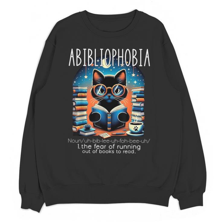 Abibliophobia Cat Reading Bookworm Reader Nerd For Men Women Girls Kids Unisex Sweatshirt