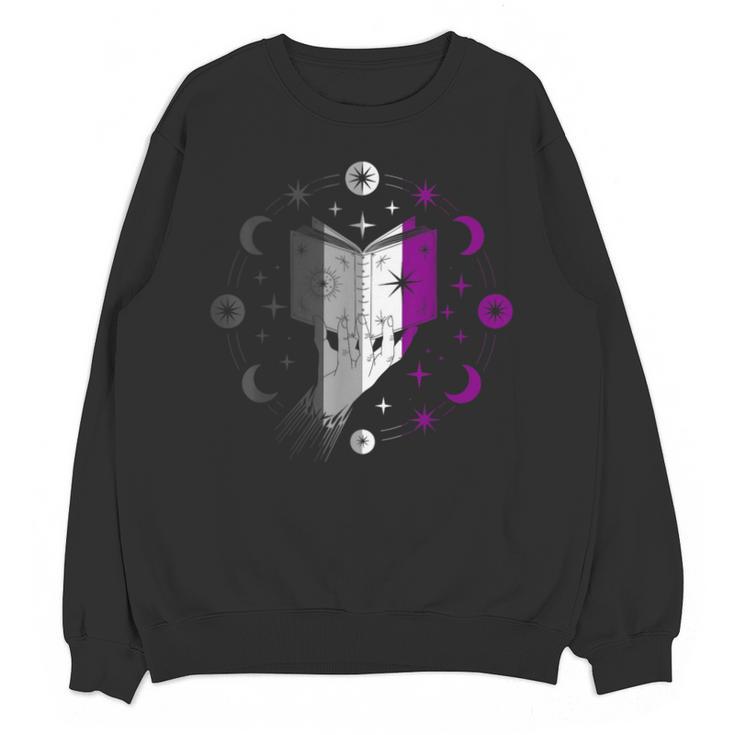 Ace Pride Book With Stars Moons And Magic Hand Unisex Sweatshirt