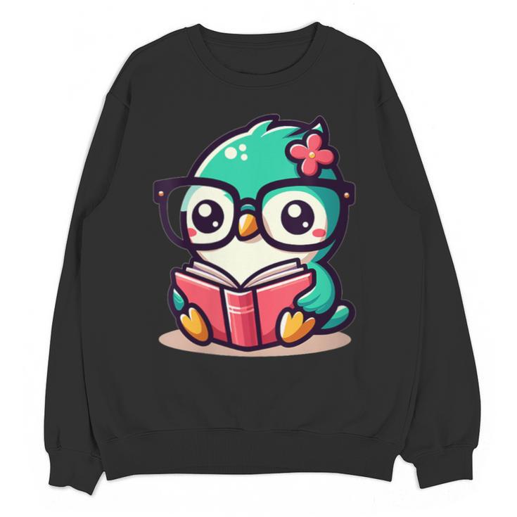 Adorable Book Lover Humming Bird With Reading Glasses Cute Unisex Sweatshirt