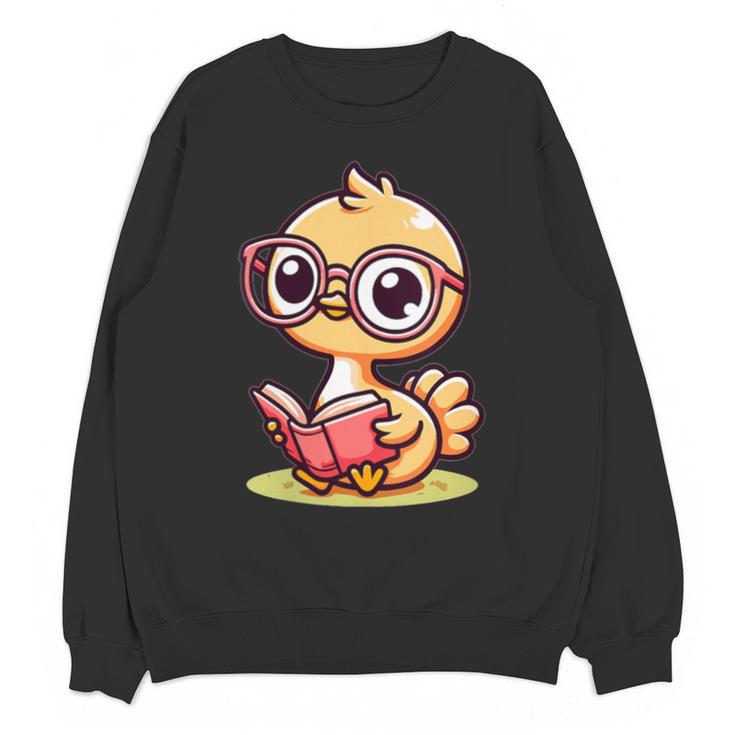 Adorable Book Lover Ostrich With Reading Glasses Cute Unisex Sweatshirt