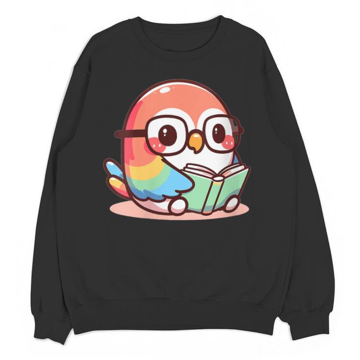 Adorable Book Lover Parrot With Reading Glasses Cute Unisex Sweatshirt