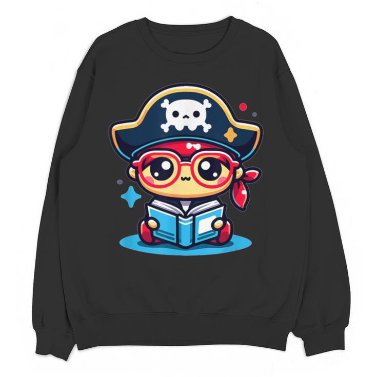 Adorable Book Lover Pirate With Reading Glasses Cute Unisex Sweatshirt
