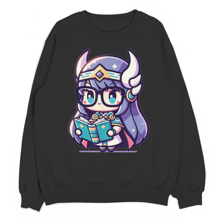 Adorable Book Lover Valkyrie With Reading Glasses Cute Unisex Sweatshirt