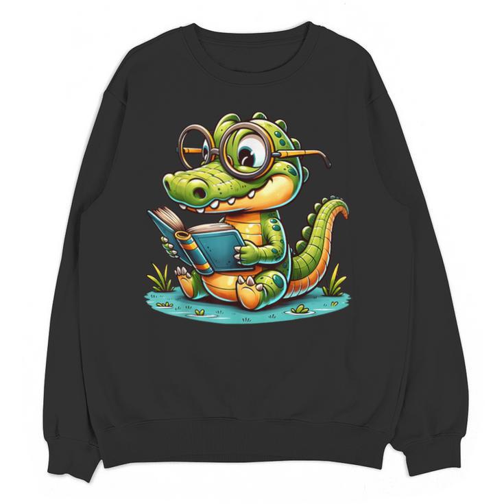 Alligator Reading a Book Animal Unisex Sweatshirt