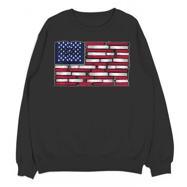 America US Flag Books Library Reading For Book Lover Reader Unisex Sweatshirt