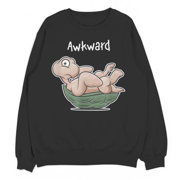 Awkward Turtle Upside Down Witty Comical Introvert Unisex Sweatshirt
