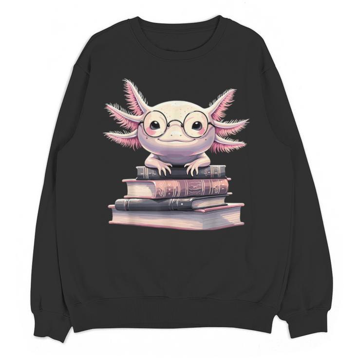 Axolotl Books Readsalotl Reading Bookworm Kawaii Axolotl Unisex Sweatshirt