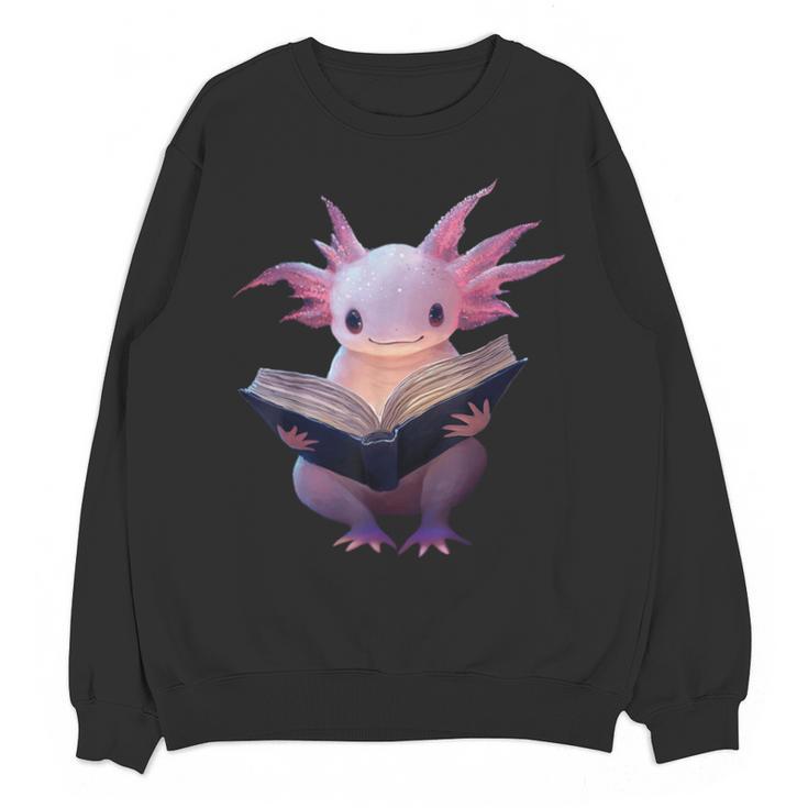 Axolotl Bookworm Reading Book Kawaii Graphic Unisex Sweatshirt