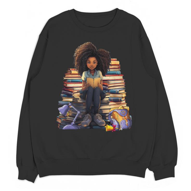 Back To School Afro Melanin Girl Reading Book Bookworm Unisex Sweatshirt