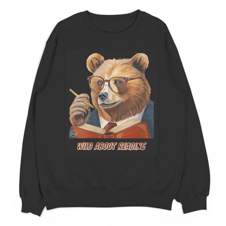 Bear Reading Book Glasses Library Zoo Teacher School Animal Unisex Sweatshirt