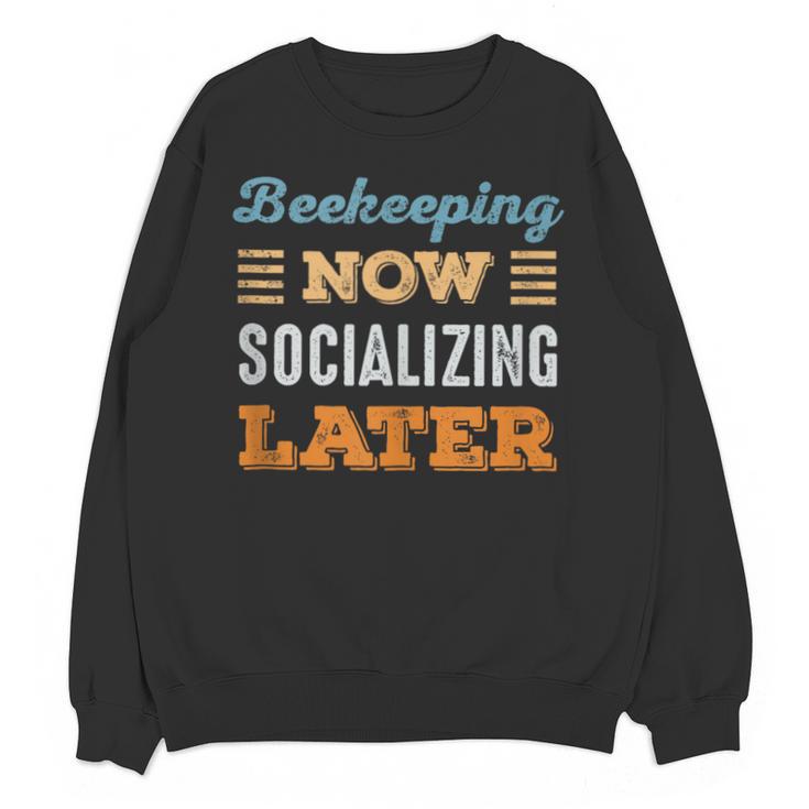 Beekeeping Now Minimal Socializing Introvert Vintage Unisex Sweatshirt
