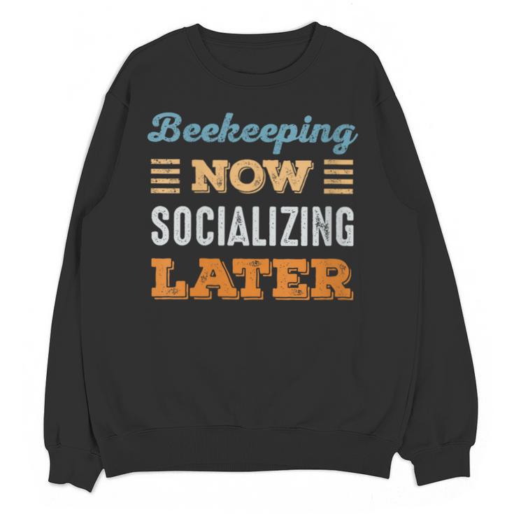 Beekeeping Now Minimal Socializing Introvert Vintage Unisex Sweatshirt