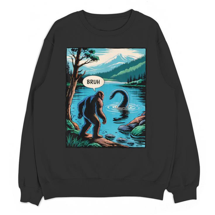 Bigfoot Sasquatch Loch Ness Monster Introvert Bruh Unisex Sweatshirt