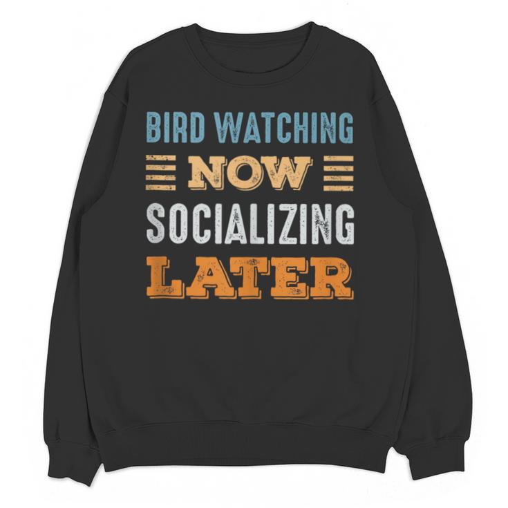 Bird Watching Now Minimal Socializing Introvert Vintage Unisex Sweatshirt