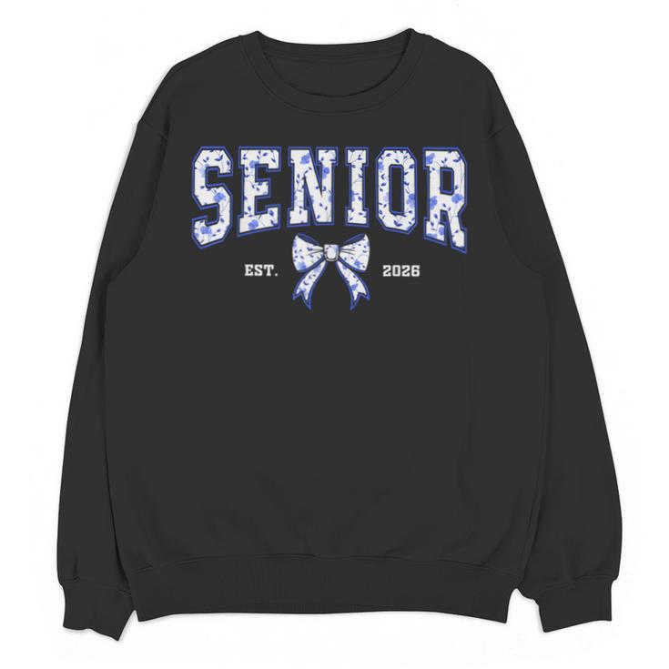 Blue Bow Coquette Floral Senior 2026 Graduation Class Unisex Sweatshirt