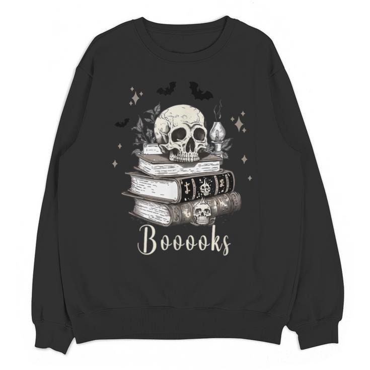 Boo Skeleton Skull Books Halloween Women School Teacher Kid Unisex Sweatshirt
