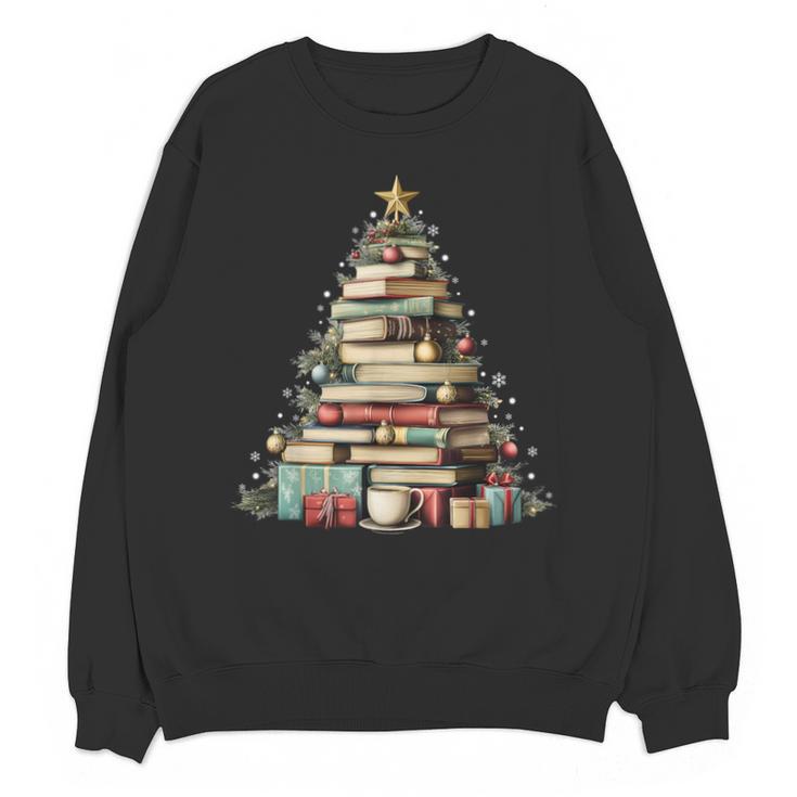 Book Christmas Tree Books Lovers Xmas Teacher Men Women Kids Unisex Sweatshirt