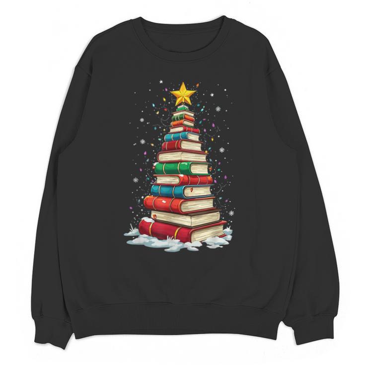 Book Christmas Tree Book Lover Teacher Librarian Unisex Sweatshirt