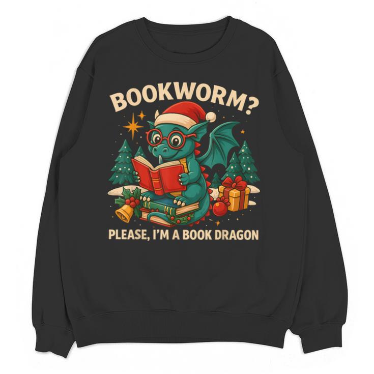 Book Dragon Christmas Reading For Fantasy Lovers Unisex Sweatshirt