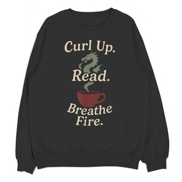 Book Dragon Fantasy Reader Cozy Reading Book Lover Dragon Unisex Sweatshirt